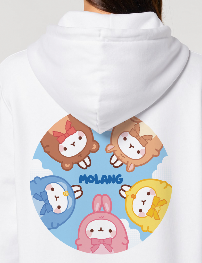 Zoom on the Molang x TXT hoodie with zip