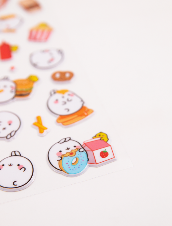 Kawaii Comfort Food Stickers 3D Molang