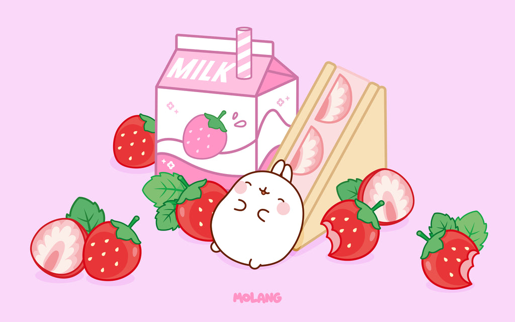 Molang kawaii background: strawberry wallpaper for desktop