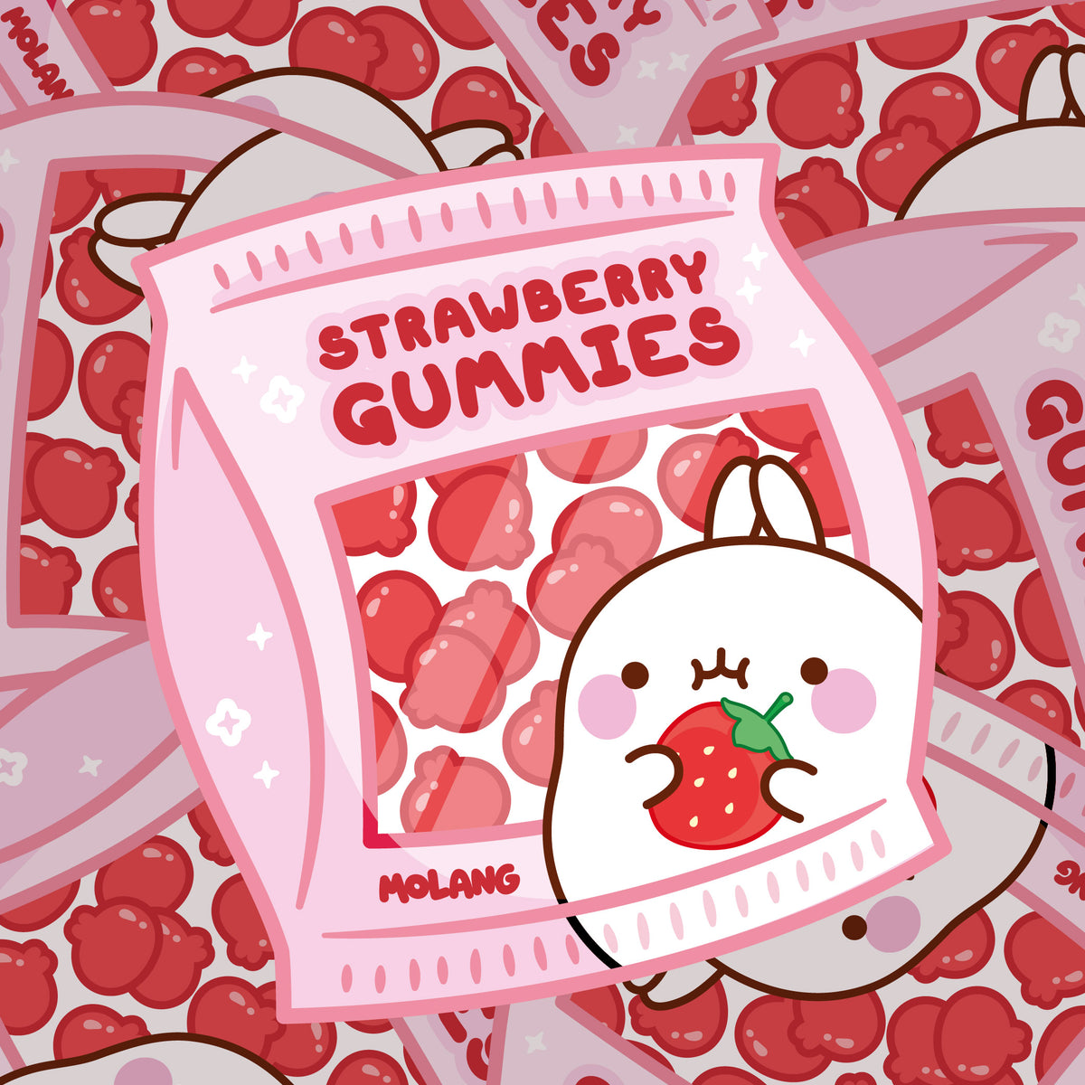 Molang Kawaii Wallpapers: Discover The Strawberry Gummies Wallpaper