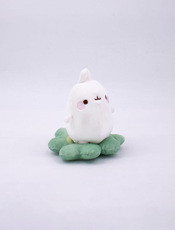 Cute plushie Molang with Cloverleaf