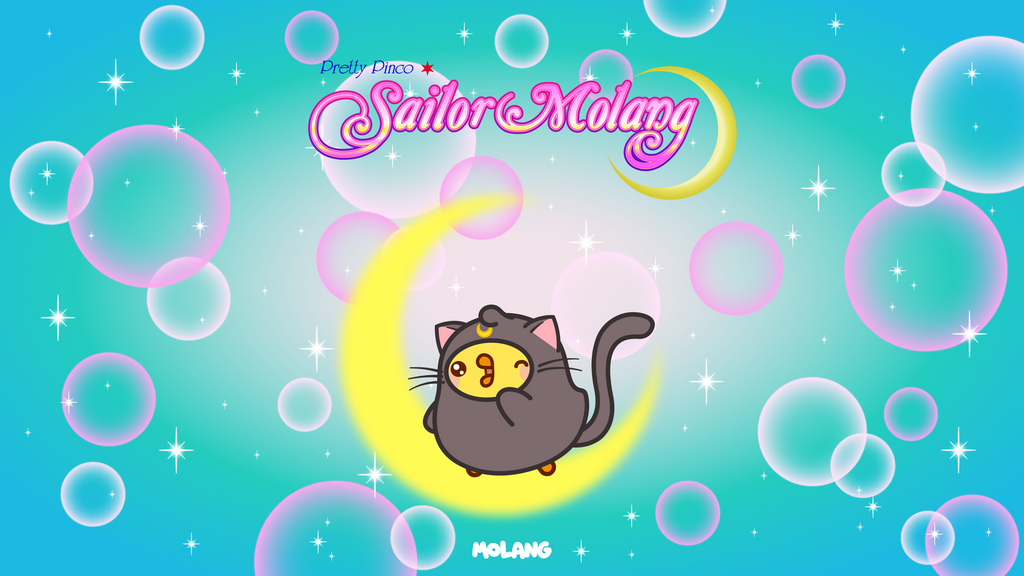 Fond d'écran kawaii Molang : fond d'écran chat noir Luna sailor moon pour ordinateur