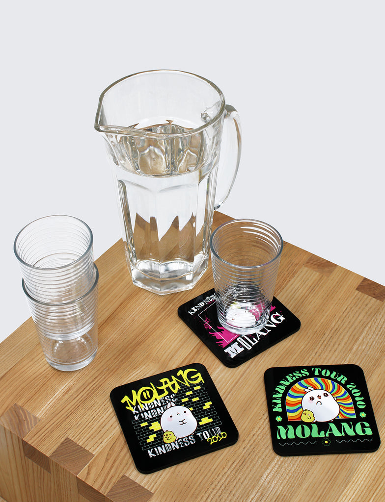 Kawaii glass coasters - Molang Kindness Tour