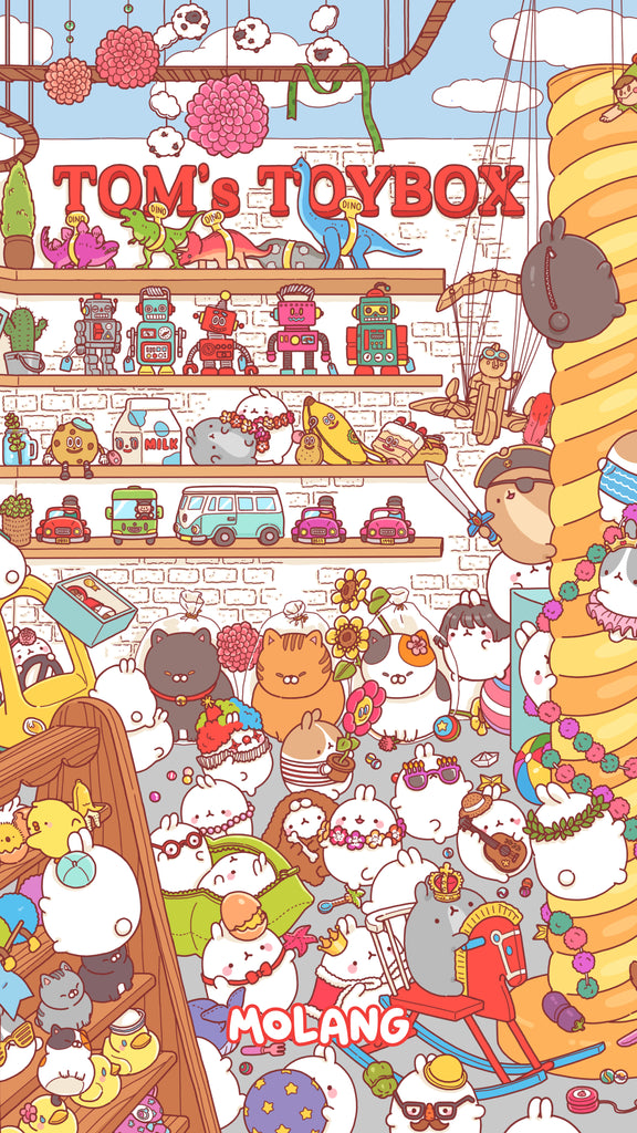Molang kawaii background: toybox wallpaper for phone