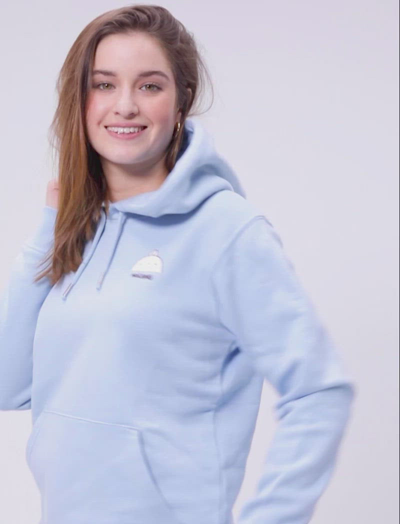 A cute unisex sky blue Molang hoodie "Dream Bigger".