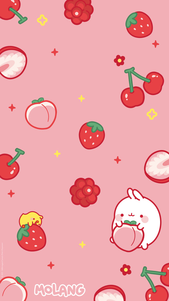 Molang pink Fruit Summer Wallpaper mobile