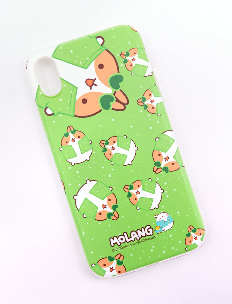 A cute Molang soft phone case green glitter Pincos .