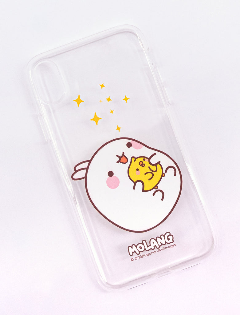 A cute transparent soft phone case Molang and Piu Piu.