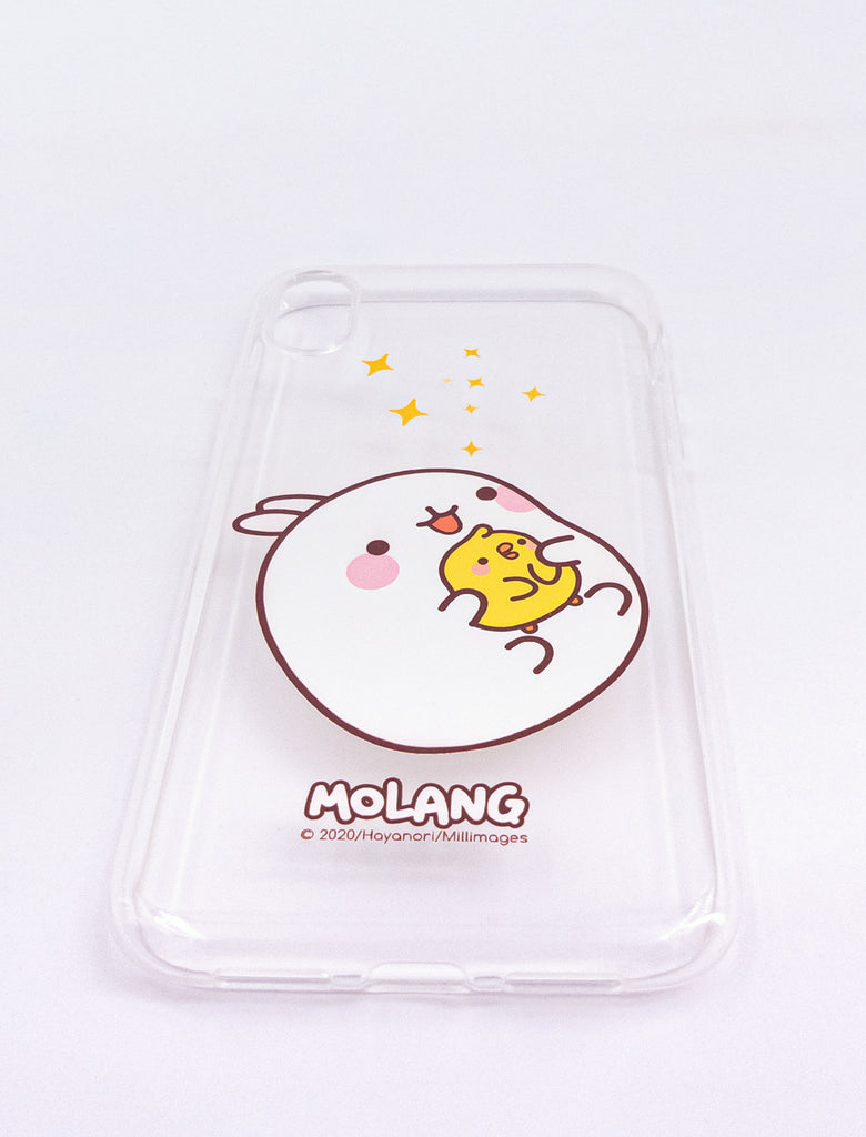 A cute transparent soft phone case Molang and Piu Piu.