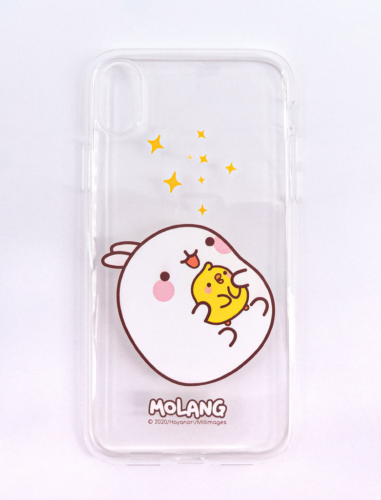 A cute transparent soft phone case Molang and Piu Piu.