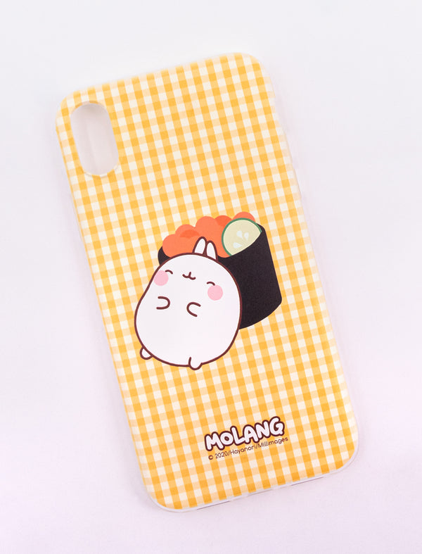 A cute yellow Molang Spring Roll Soft Phone Case.