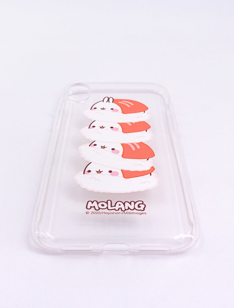 A cute Molang transparent Sushi pile Soft Phone Case.