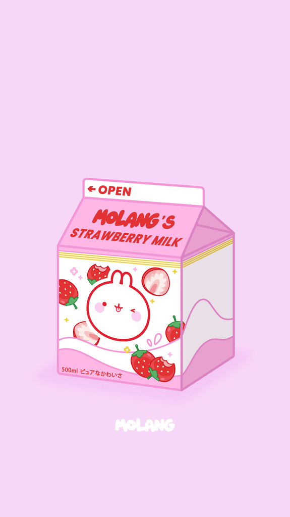Molang kawaii background: strawberry milk wallpaper for phone