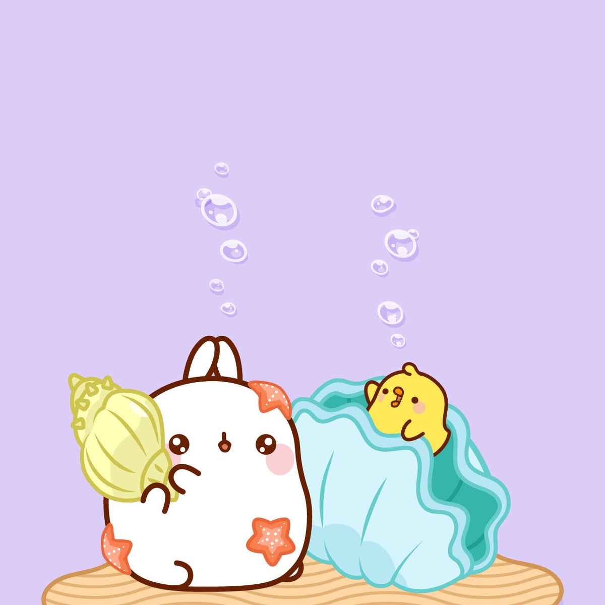 Molang Ocean Wallpapers: Discover The Seashell Wallpaper of Molang