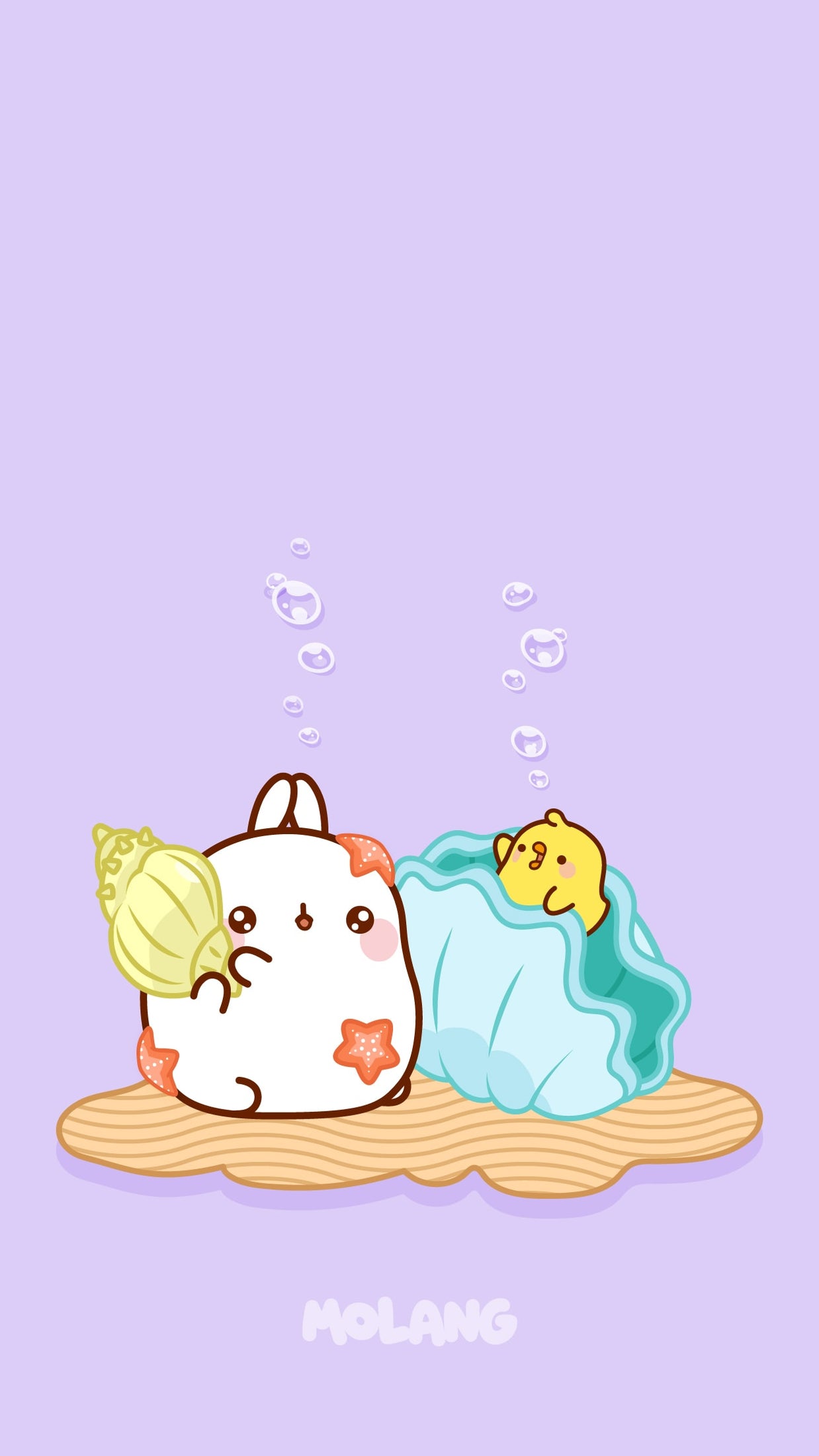 Molang Ocean Wallpapers: Discover The Seashell Wallpaper Of Molang