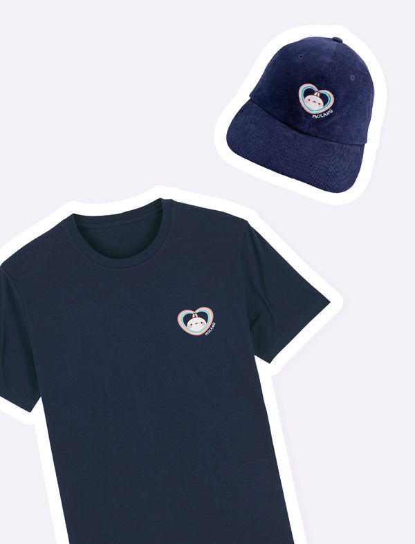 Molang Rainbow Heart T-shirt and Cap